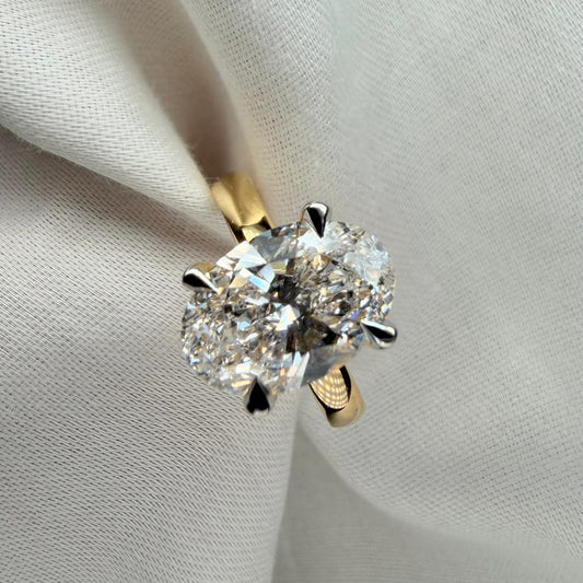 Ready to Ship – Elena 3ct Oval Cut Lab Grown Diamond Ring