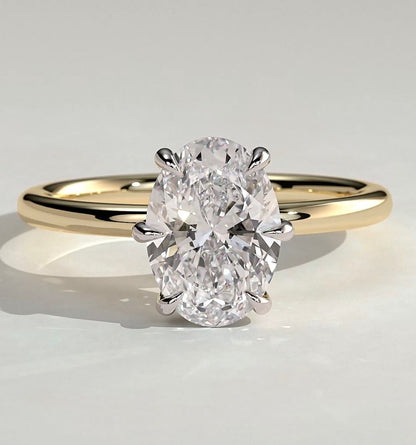 Custom Dual Tone Oval Cathedral Engagement Ring