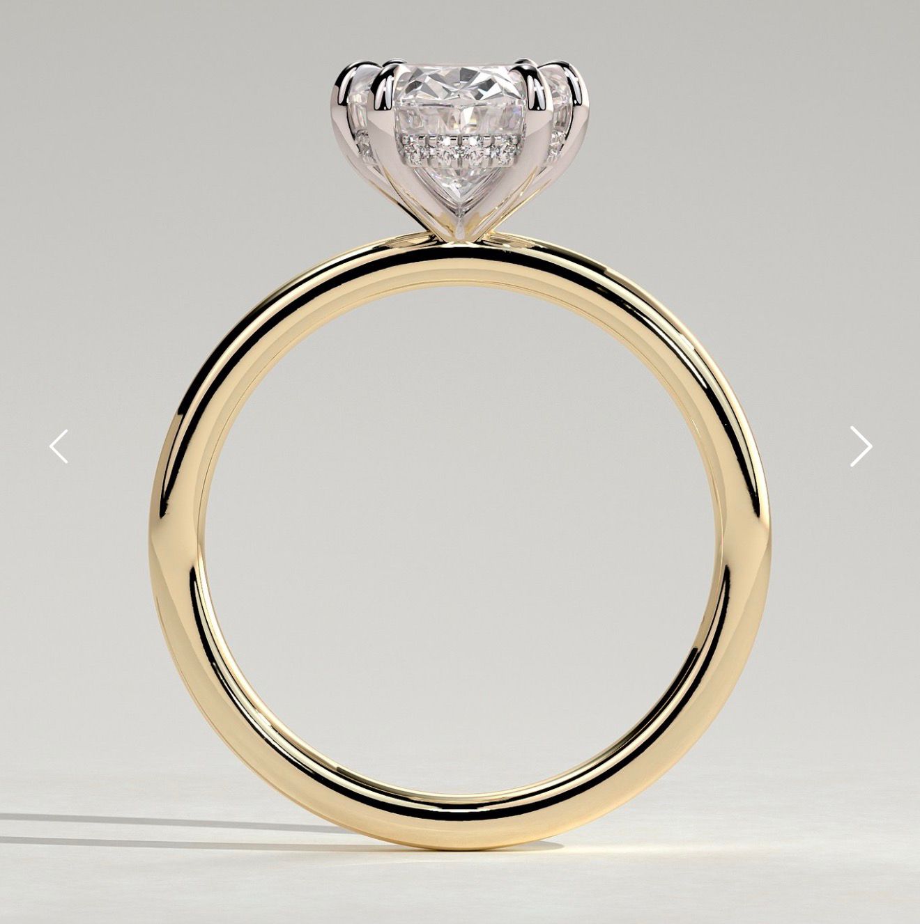 Custom Dual Tone Oval Cathedral Engagement Ring