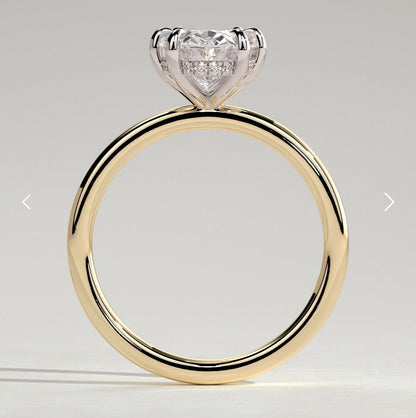 Custom Dual Tone Oval Cathedral Engagement Ring