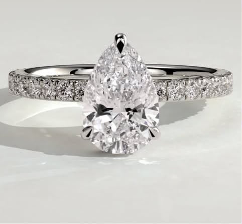 Custom Pear with Pave Band in White Gold
