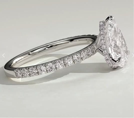 Custom Pear with Pave Band in White Gold