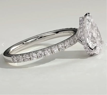 Custom Pear with Pave Band in White Gold