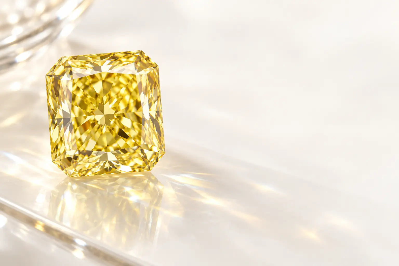 Fancy yellow radiant cut diamond
